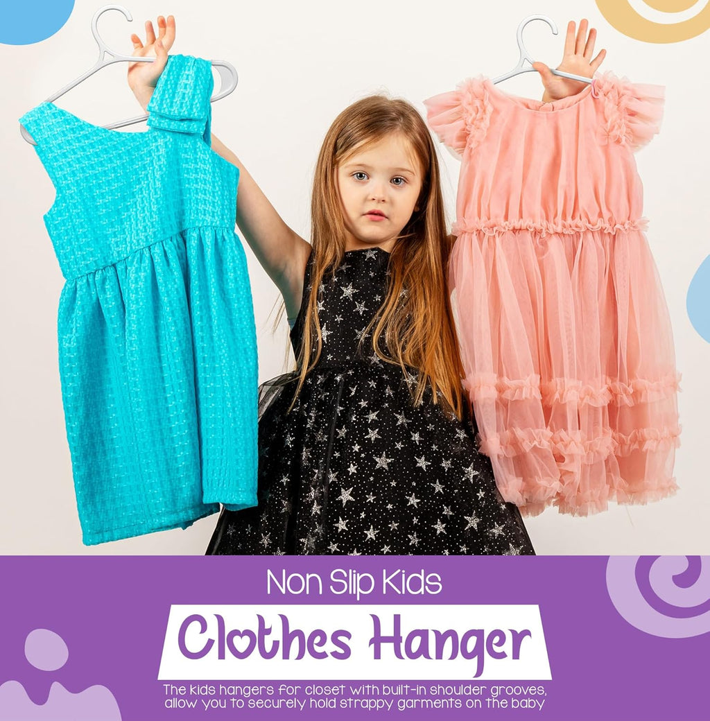 Utopia Home Kids Hangers - 60 Pack 11-Inch Non-Slip Plastic Baby Hangers for Closet | White
