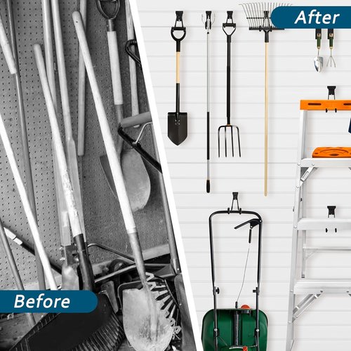 Klastit Slatwall Hooks - Durable Black 20-Pack for Organizing Garden & Heavy Duty Tools | Efficient Space Saver