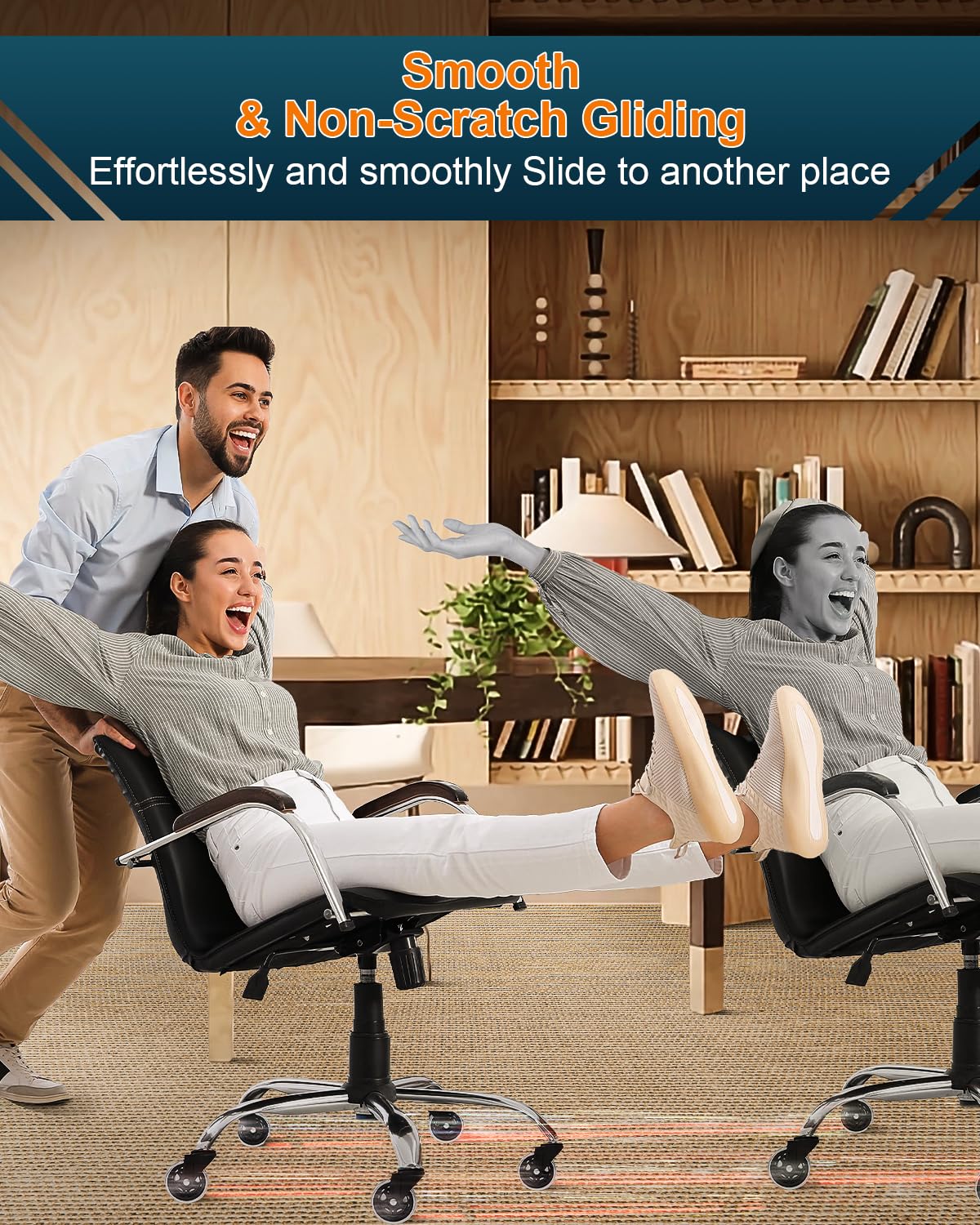 RidRed Office Chair Wheels - Heavy-Duty 3-Inch Rubber Casters | Universal Fit, Noise-Free, 5 Pack