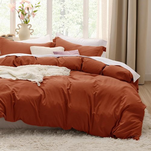 Bedsure Terracotta Duvet Cover Set - Extra Soft Twin/Twin XL Bedding, 2 Pieces with Zipper Closure & Pillow Sham