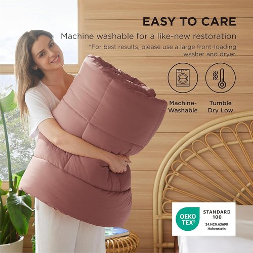 Bedsure Comforter Duvet Insert - All-Season Quilted King Size Bedding, GentleSoft Down Alternative, Dusty Pink 90 x 102 Inches