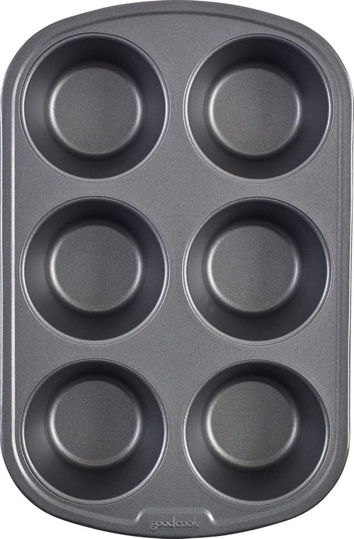 GoodCook Jumbo Texas Muffin Pan - Nonstick Steel Design | 6-Cup Capacity, Gray Finish