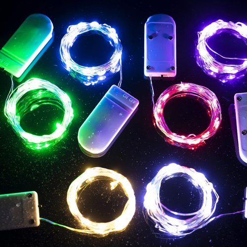 Brightown 12 Pack LED Fairy Lights - Waterproof Silver Wire, 20 LED Firefly Lights for DIY Decor | 7 Feet, Blue & White