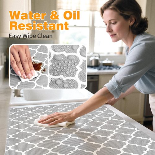 Coavas Shelf and Drawer Liner, Non Slip Extra Grip Non Adhesive Waterproof Thickened Cabinet Mat, Easy Cut for Kitchen Pantry Bathroom Dresser Cupboard (Gray, 24IN x 10FT)