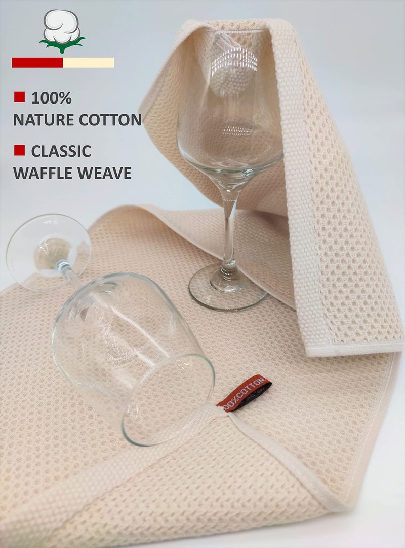 ANEWAY Kitchen Hand Towels 100% Cotton Waffle Weave Dish Towel for Cleaning Drying - Extra Absorbent and Soft - 13 x 28 inch (Beige+Dark Grey+Brown-6 Pack)