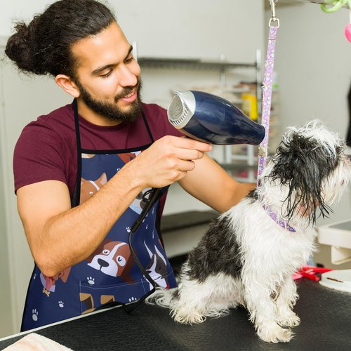 Cuffbow 4 Pcs Dog Grooming Apron Puppy Dog Pets Apron with 2 Pockets Cute Pet for Men Women Cooking Baking Painting Gardening As Pet Week Gift