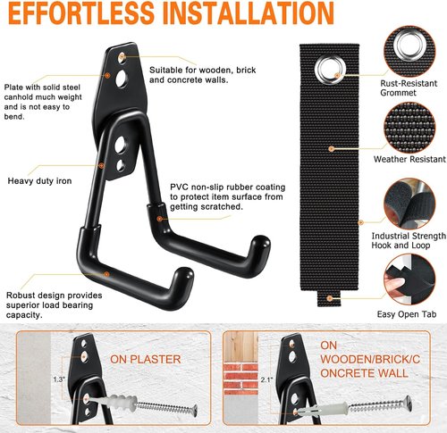 HUPBIPY Heavy Duty Garage Hooks - 26 Pack Utility Steel Wall Mount Storage Organizer for Tools, Ladders & Bikes
