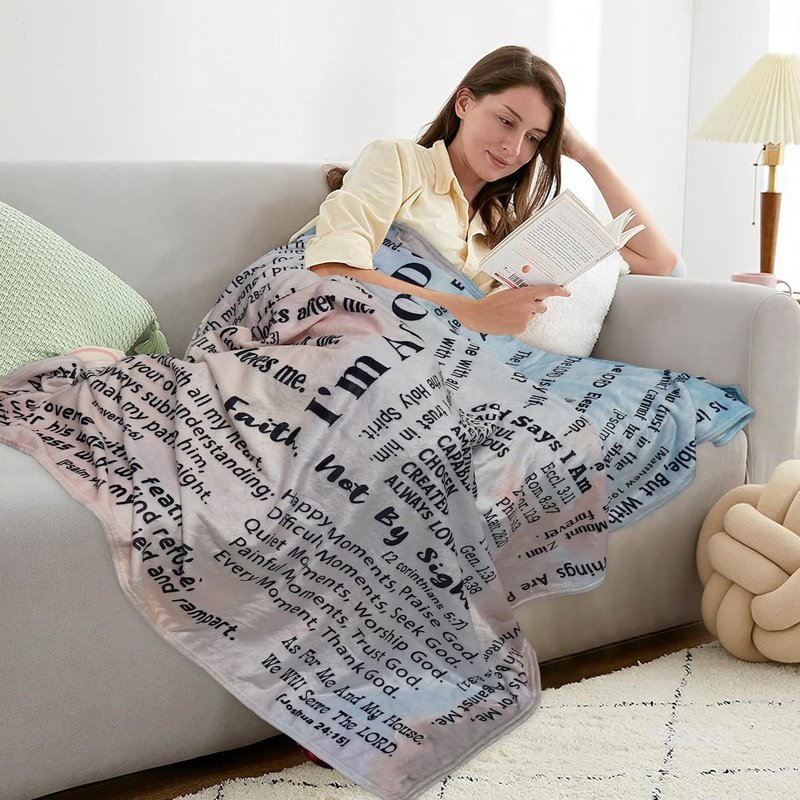 ZORKET Christian Blanket Gifts for Women Men, Religious Blanket with Bible Verse 60"x50", Scripture Blankets, Catholic Spiritual Gifts, Faith Based Gifts