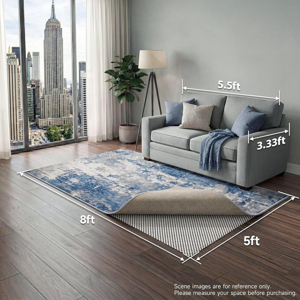 Veken Rug Pad Gripper - Non-Slip Thick Mat for Hardwood & Tile Floors | 5x8 Ft Anti-Skid Design