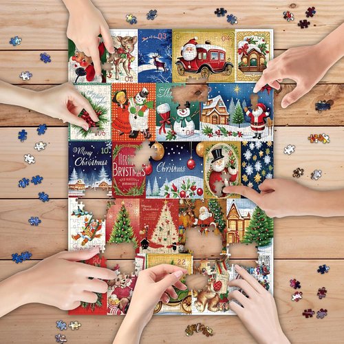 Lihome Advent Calendar Puzzle 2024 - 1008-Piece Christmas Countdown Jigsaw for Family Fun