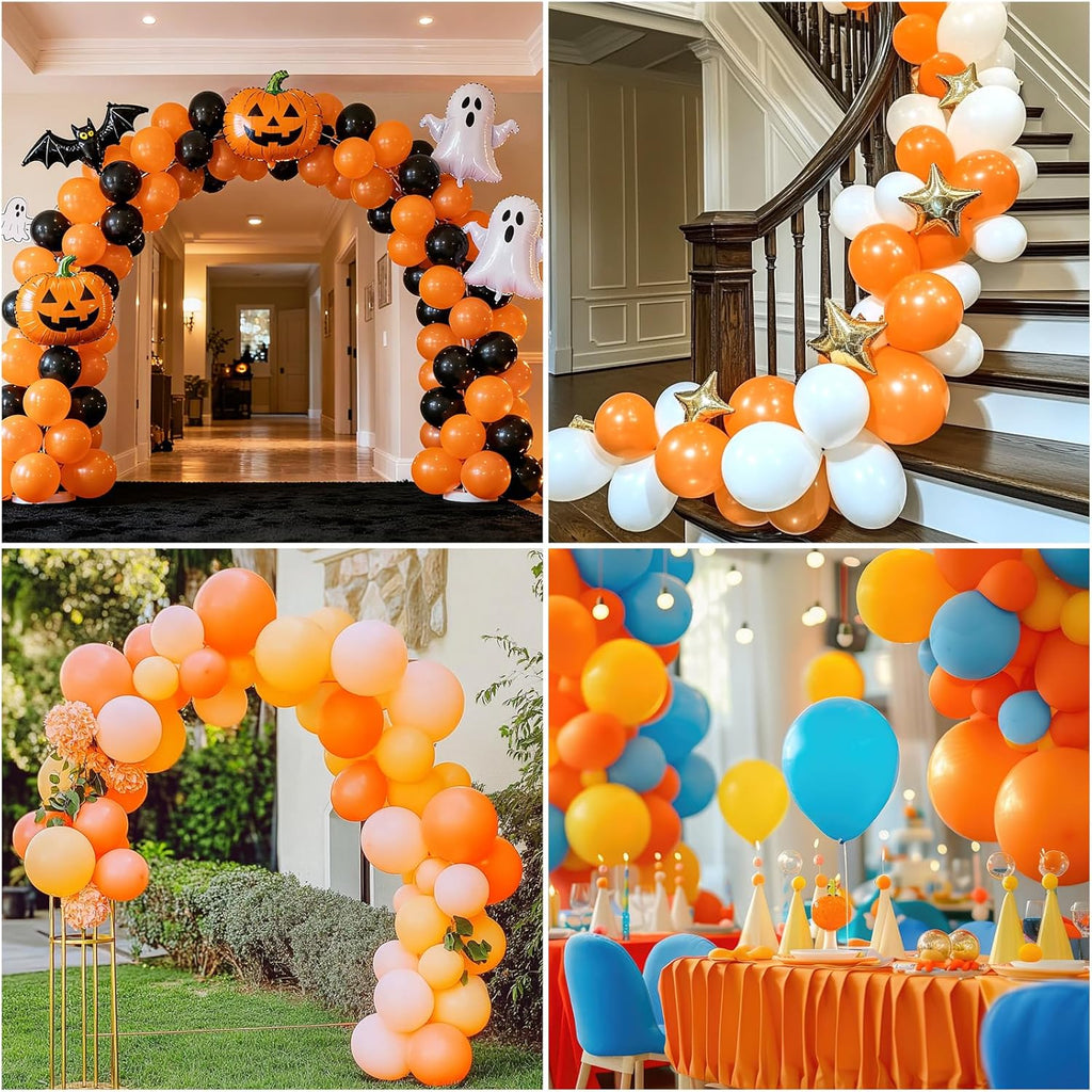 RUBFAC Orange Balloon Arch Kit - 129pcs in Various Sizes for Halloween & Thanksgiving Celebrations