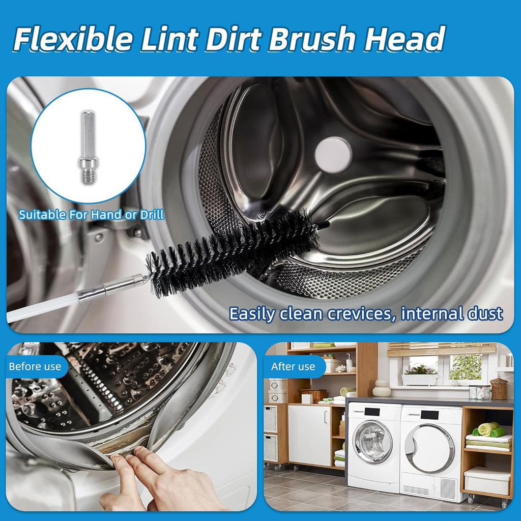 Skiennix 30 Feet Dryer Vent Cleaning Brush Kit - Durable Chimney Brush with Flexible Nylon Rod for Lint Removal