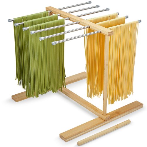 MUMSUNG Pasta Drying Rack, Large 304 Stainless Steel Drying Rack Collapsible 15.7x15.7x15 inch with Handle for Homemade Fresh Pasta Noodle Spaghetti, Design for Easy Storage