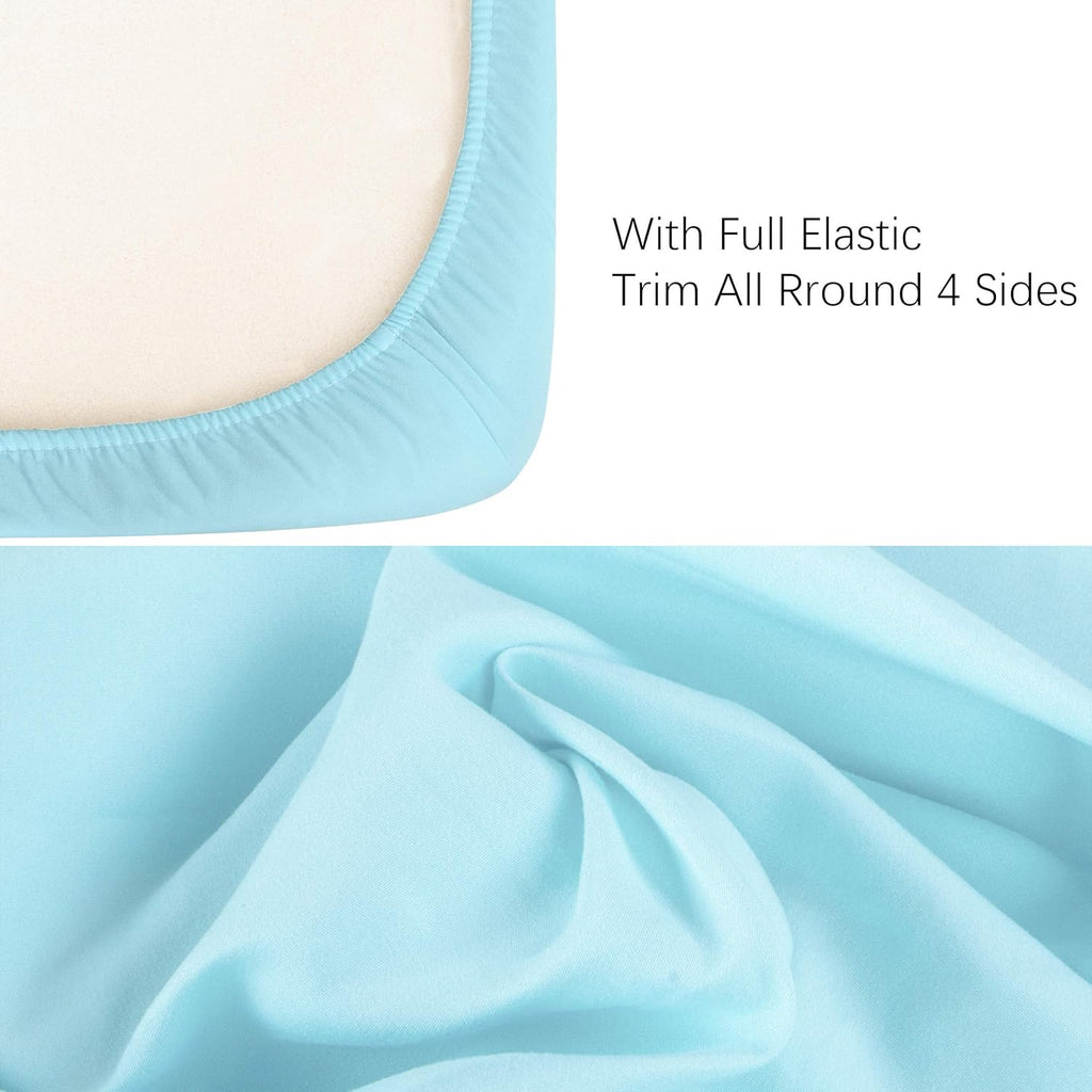 NTBAY 100% Brushed Microfiber Fitted Crib Sheet - Super Soft & Cozy | Aqua, 28x52 Inches for Standard Cribs