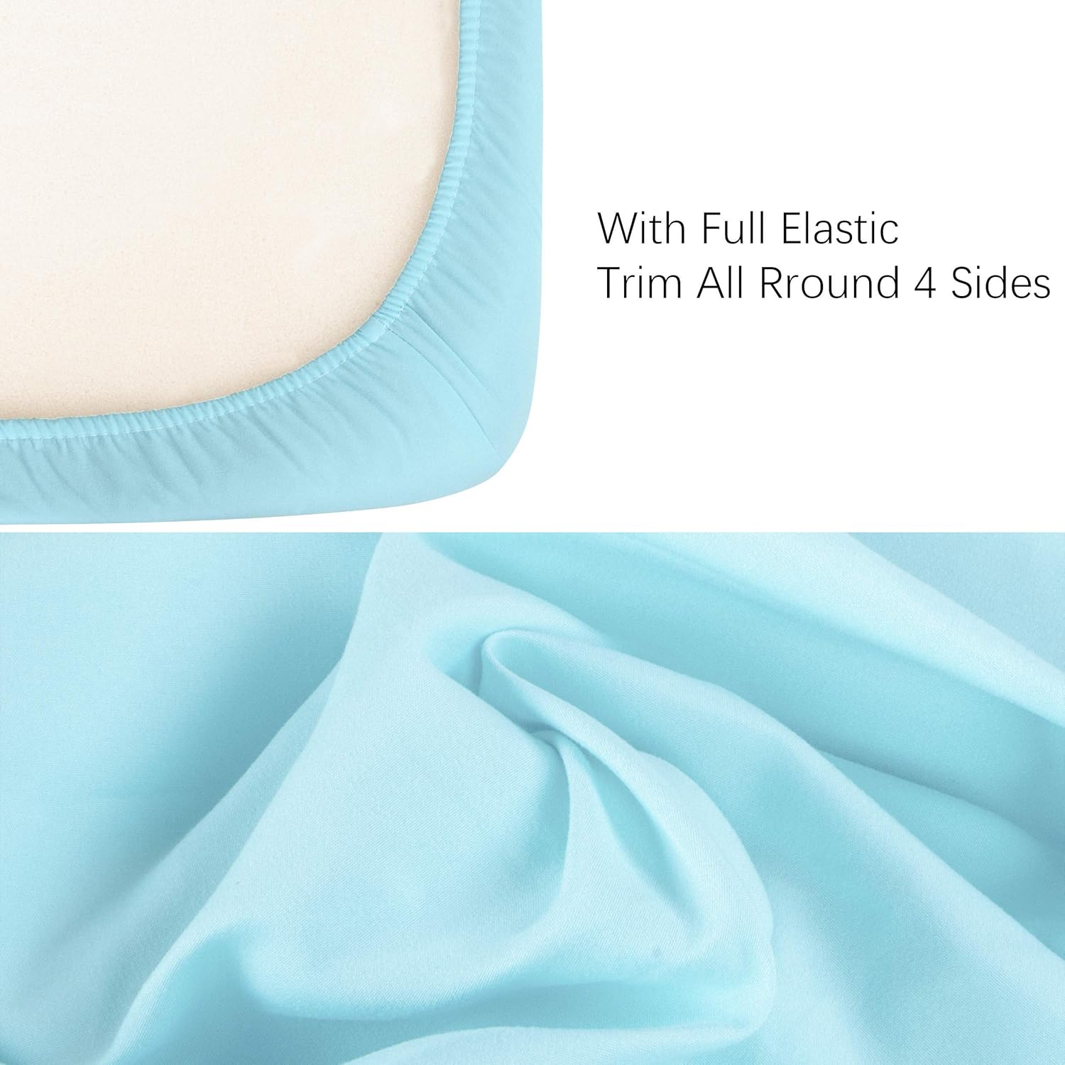 NTBAY 100% Brushed Microfiber Fitted Crib Sheet - Super Soft & Cozy | Aqua, 28x52 Inches for Standard Cribs