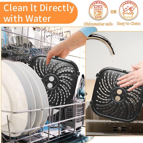 GCQFZ Air Fryer Grill Pan for PowerXL Vortex Pro 6 QT Air Fryer, Oval Nonstick 8.67''*8.67''Air Fryer Replacement Parts Accessories Rack Tray Basket Crisper Plate with Rubber Bumpers,Dishwasher Safe