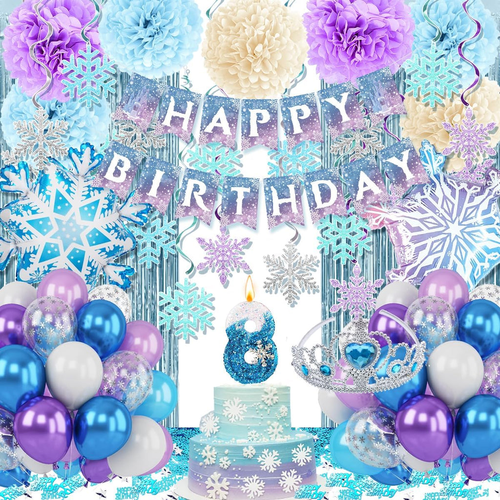 Regine Switzerland Birthday Decorations | 8th Birthday Party Supplies with Balloons, Crown & Banner