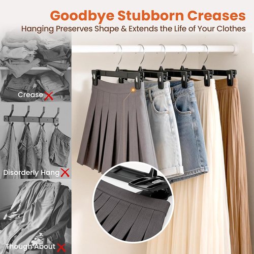HOUSE DAY Black Pants Hangers - 25 Pack Non-Slip Clip Hangers with 360° Swivel Hook | Durable 12 Inch Space-Saving Design