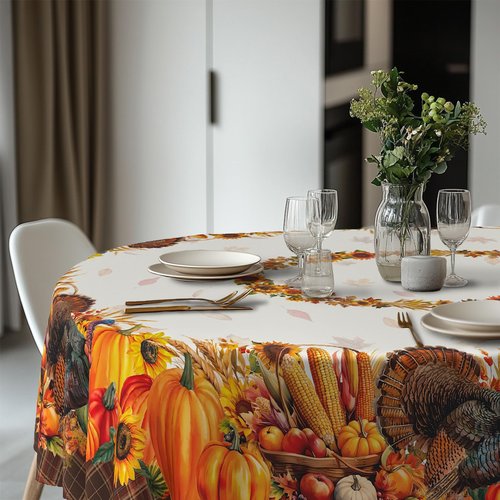 yrhsnclsdg Thanksgiving Tablecloth Fall Tablecloth Oval 60x84 Inch, Autumn Harvest Turkey Pumpkin Table Cover Waterproof for Fall Thanksgiving Dinning Table Decorations