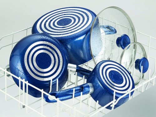 T-fal B0378264 Excite ProGlide Nonstick Thermo-Spot Heat Indicator Dishwasher Oven Safe Jumbo Cooker with Lid Cookware, 5-Quart, Blue