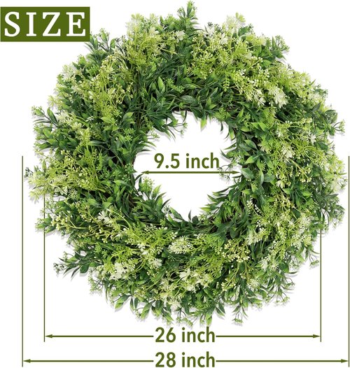 Eucalyptus Wreath - 28 Inch Large Artificial Greenery for Front Door | Year-Round Home Decor