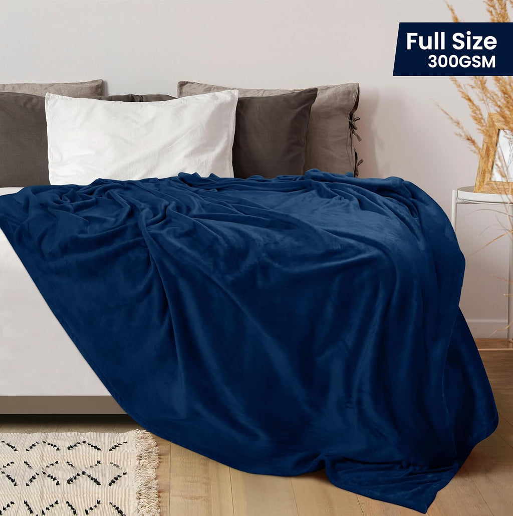 Utopia Bedding Fleece Blanket - Full Size Navy 300GSM Luxury Soft Microfiber | Anti-Static (90x84 Inch)