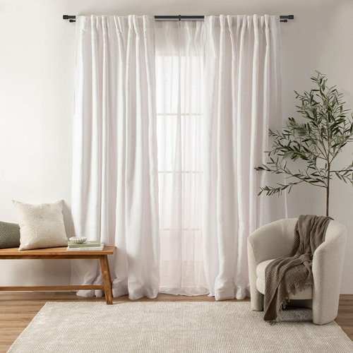 Double Curtain Rods 72-144 Inches for Windows, 1 Inch Diameter Adjustable Heavy Duty Drapery Rod with Aluminum Alloy Brackets and Finials, Modern Stylish Dual Curtains Rod, Matte Black