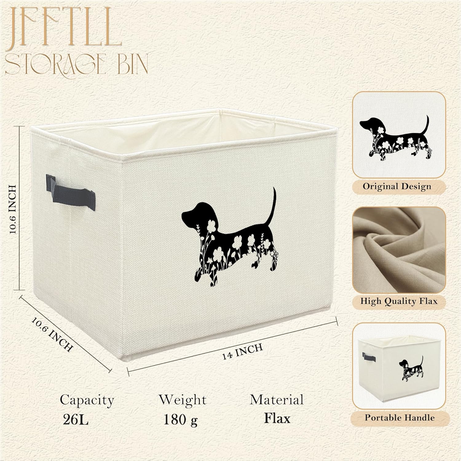 Skiennix Dachshund Dog Toy Basket - Collapsible Floral Storage Bin for Pet Supplies | Home Decor Gift