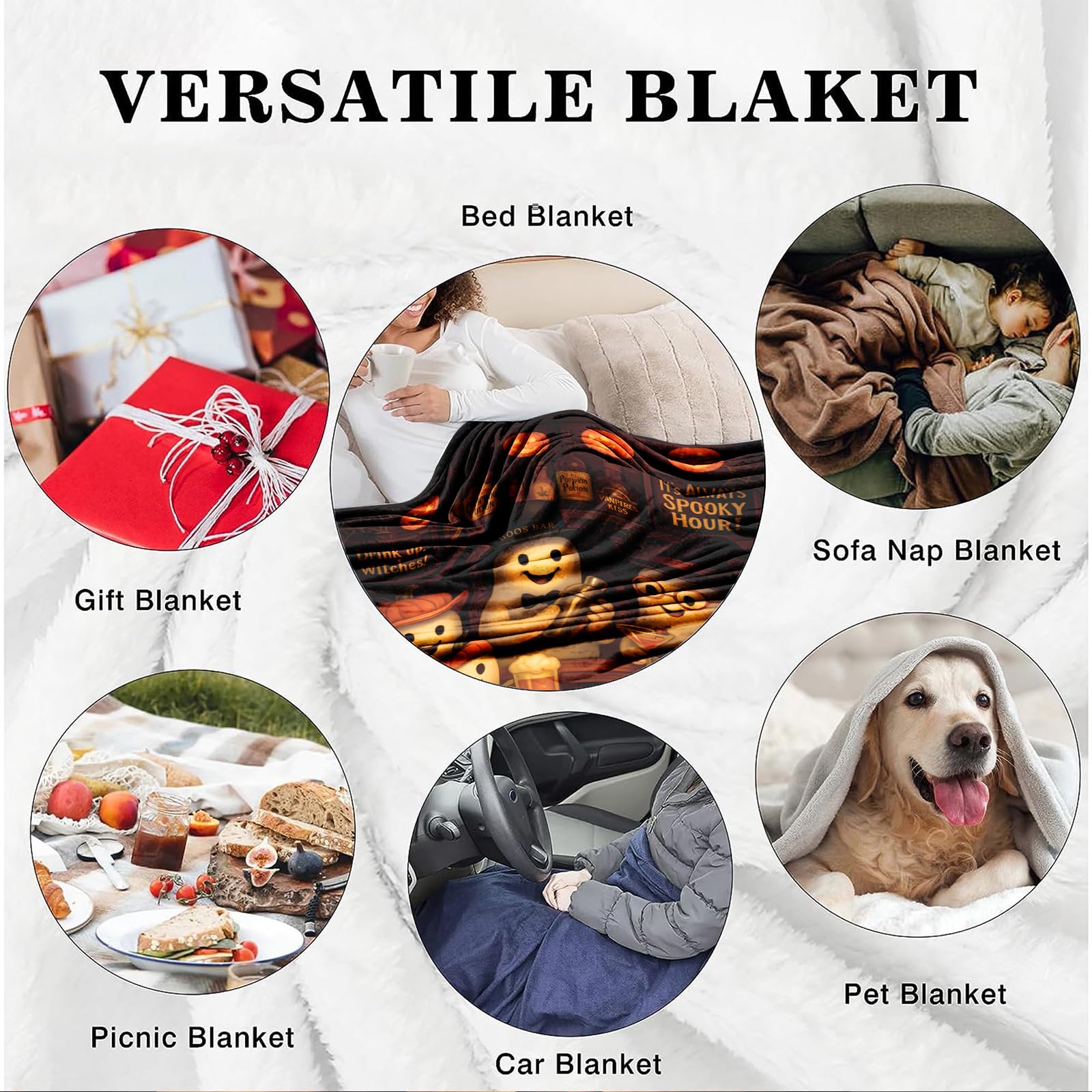 AuraCasa Halloween Throw Blanket – Cute Ghost, Spooky Decor for Couch & Bed, Funny Saying, Cozy Fall Accent, Gift for Adults & Teens, Living Room & Bedroom, Party Host & Home, 50'' x 60''