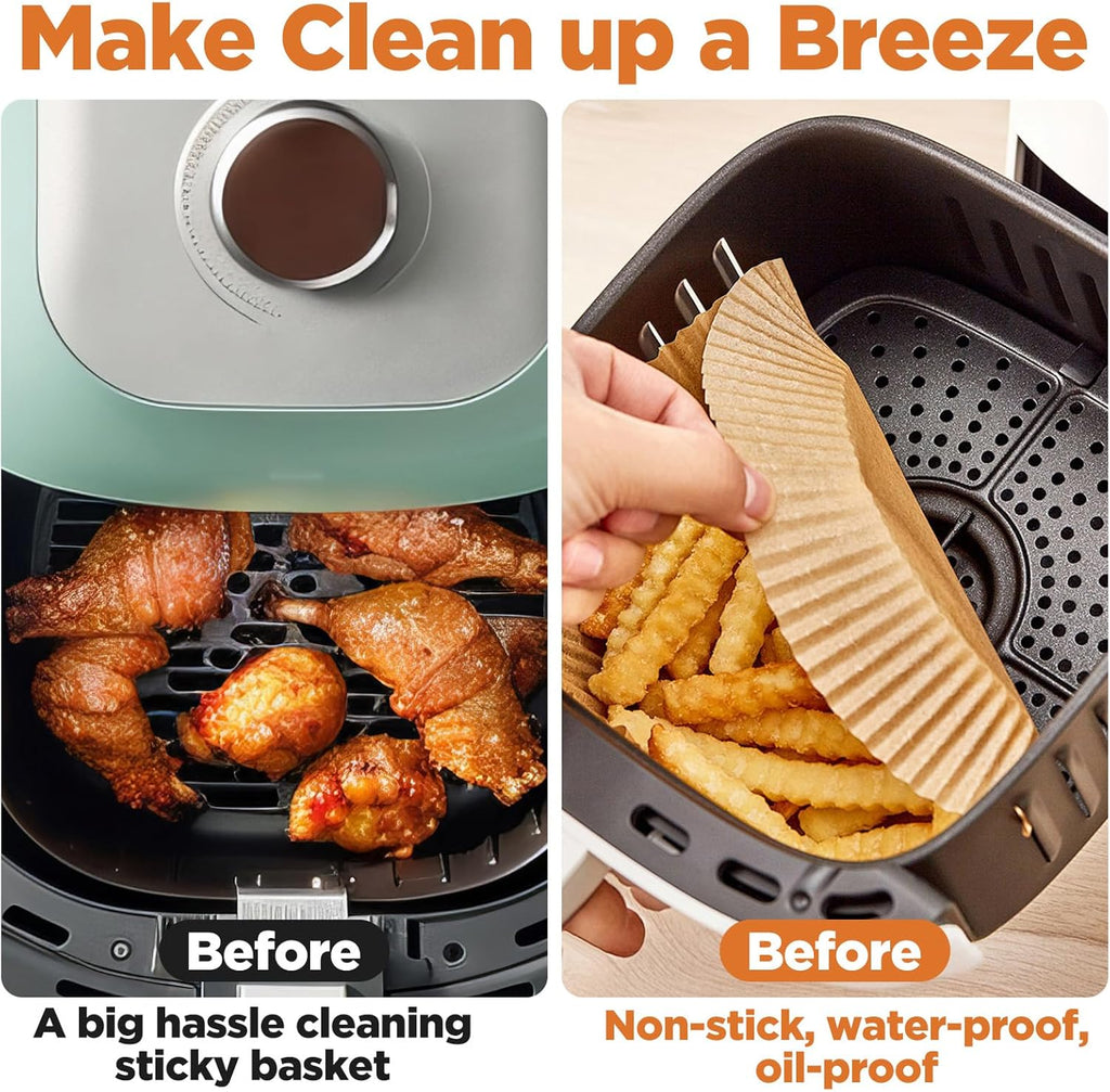 Skiennix 9-Inch Air Fryer Liners - 400 Pcs Non-Stick Food Grade Parchment Paper for 5-12 QT Fryers