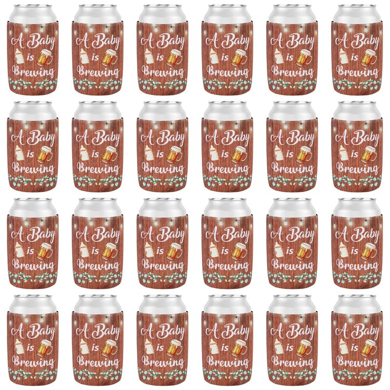 Serencatcher A Baby is Brewing Baby Shower Party Decoration, 24pcs A Baby is Brewing Can Cooler Beer Mug Baby Bottle Can Sleeve for A Baby is Brewing Beer Diaper Baby Shower Party Supplies