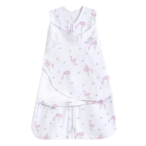 HALO 100% Cotton Sleepsack Swaddle - 3-Way Adjustable Wearable Blanket, TOG 1.5, Flamingos, Newborn (0-3 Months)