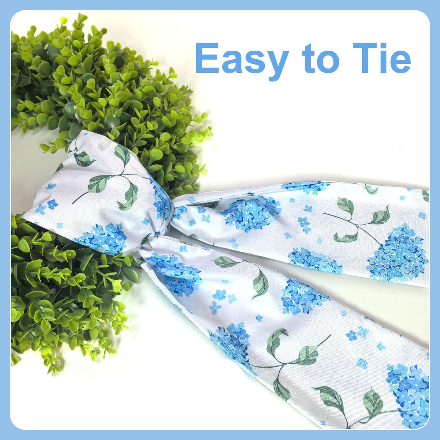 Skiennix Wreath Sash - Decorative Boxwood Sash for Indoor/Outdoor Decor | 4.7'' x 57'' (Blue & Green Floral)