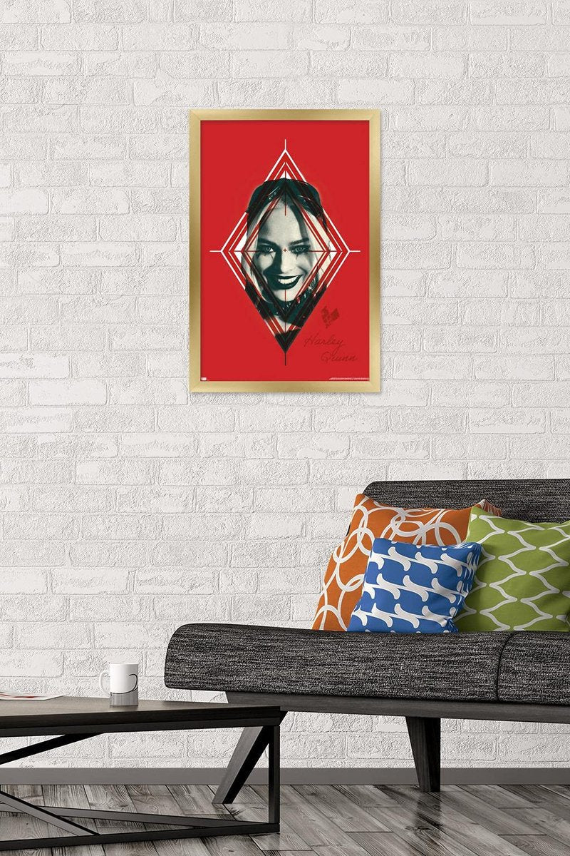 Trends International DC Comics Movie The Suicide Squad - Harley Quinn Target Wall Poster, 22.4L x 14.7W, Gold Framed Version