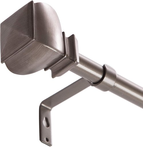 BINO Window Curtain Rod - Adjustable 42" to 120" Antique Nickel | Modern Drapery Solution