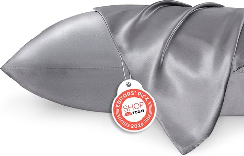 Bedsure Satin Pillowcase - Luxurious Silk-Like Comfort | Standard Size Dark Grey, 20x26 Inches, 2-Pack