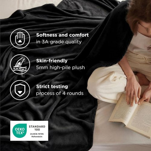 Bedsure GentleSoft Fleece Throw Blanket - Cozy Lightweight Plush Black Blanket for Sofa, 50x60 Inches