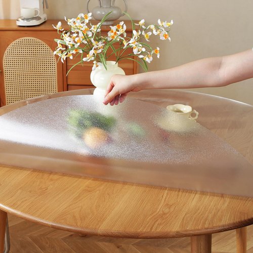 LovePads 2mm Thick Frosted Round Table Cover Protector 52 Inch for Dining Room, PVC Plastic Pad