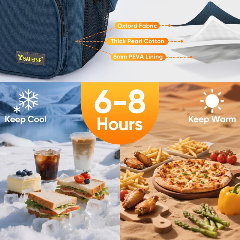 BALEINE Insulated Lunch Bag for Men Women, 15 Can Leakproof Cooler Bag with Adjustable Shoulder Strap for Work Picnic, Lunch Box for Women Men (Medium, Grey)