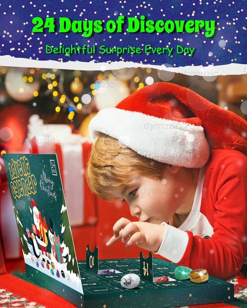 Crystal Advent Calendar 2025 - 24 Unique Crystals & Gemstones for Kids and Adults | Perfect Holiday Gift