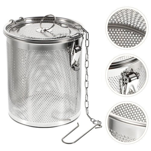 Yardwe Stainless Steel Spice Infuser Basket with Chain Hook, Extra Fine Mesh Soup Strainer for Cooking, Seasoning, and Brewing Tea, 5.51x5.51x5.90 Inch