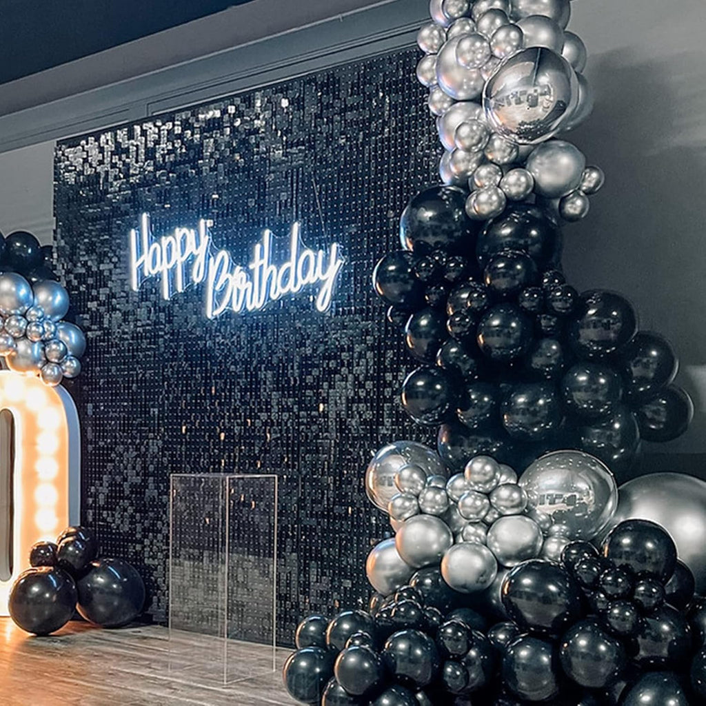 Voircoloria 12-Inch Black Latex Balloons - 105-Pack for Birthday, Graduation & Holiday Celebrations