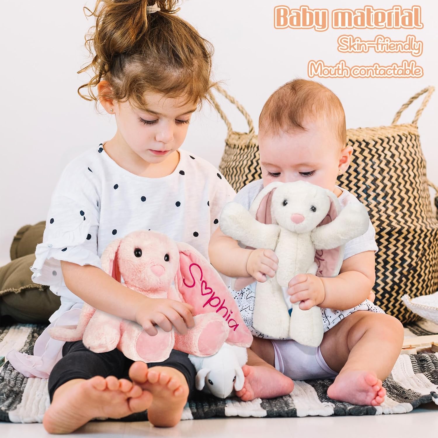 Personalized Bunny Plush - Custom Stuffed Animal with Embroidered Name | Perfect Gift for Babies & Toddlers