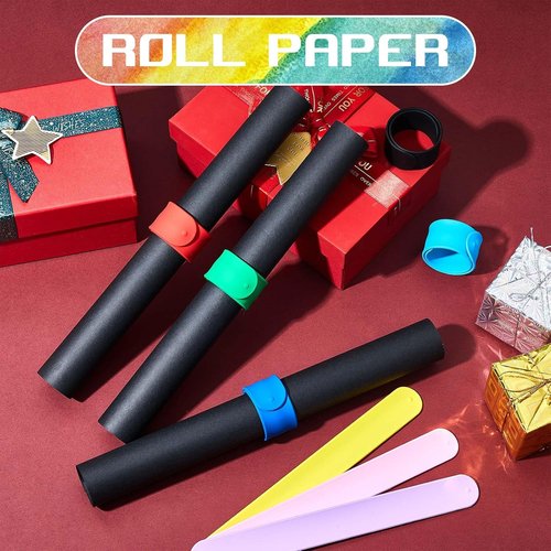 Leyndo Wrapping Paper Roll Holder Clips - 32 Pcs Silicone-Covered Metal Strips | 1 x 9 in Gift Wrap Organizer