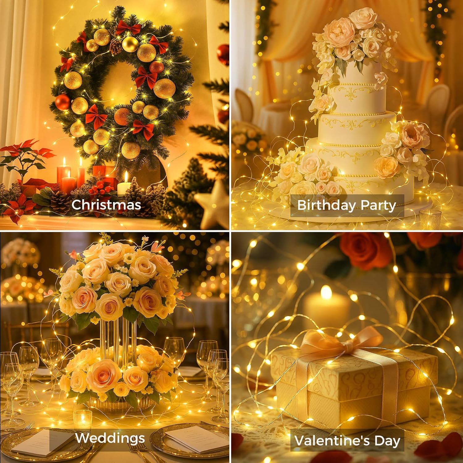 Skiennix 24 Pack Fairy Lights - Battery Operated Mini String Lights with Timer | 7ft Warm White Twinkle Lights for Weddings & Parties