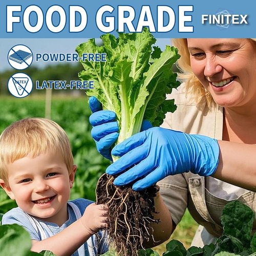 FINITEX Blue Nitrile Exam Gloves - 200 PCS, 3.5mil, Powder-Free, Latex-Free for Medical & Food Use