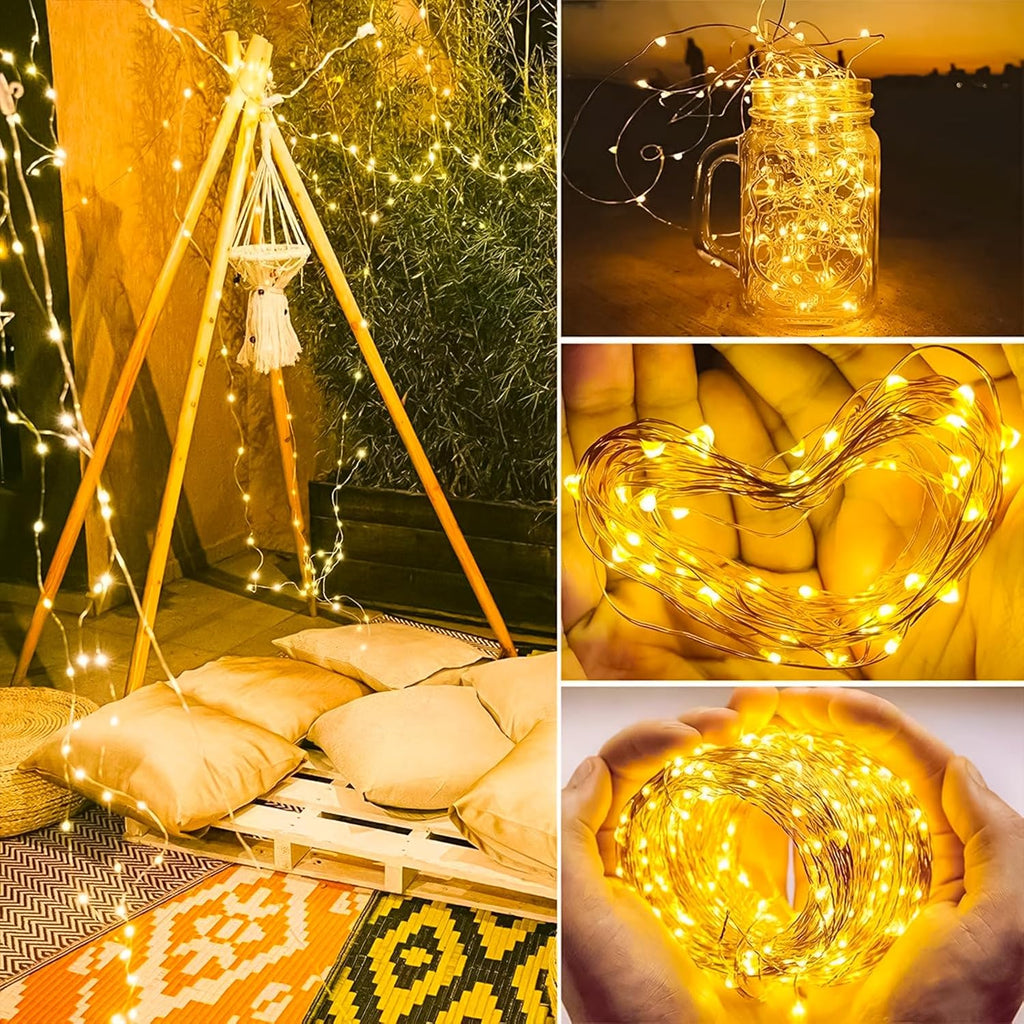 Skiennix 6 Pack Battery Operated Fairy String Lights - 7ft Waterproof Silver Wire | Warm White Mini LED for Weddings & Decor