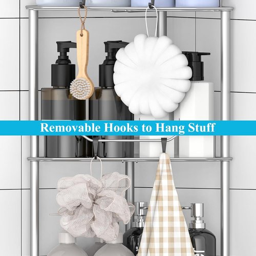 HuggieGems 4-Tier Corner Shower Caddy Organizer - Bathroom Shelf Stand Rack in Gray