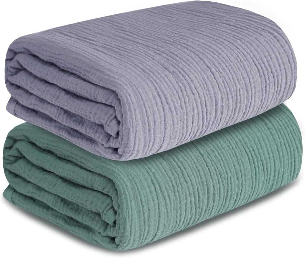 Skiennix Muslin Swaddle Blankets - Soft & Breathable 41 x 41 Inches, 2 Pack for Newborns | Gray & Green