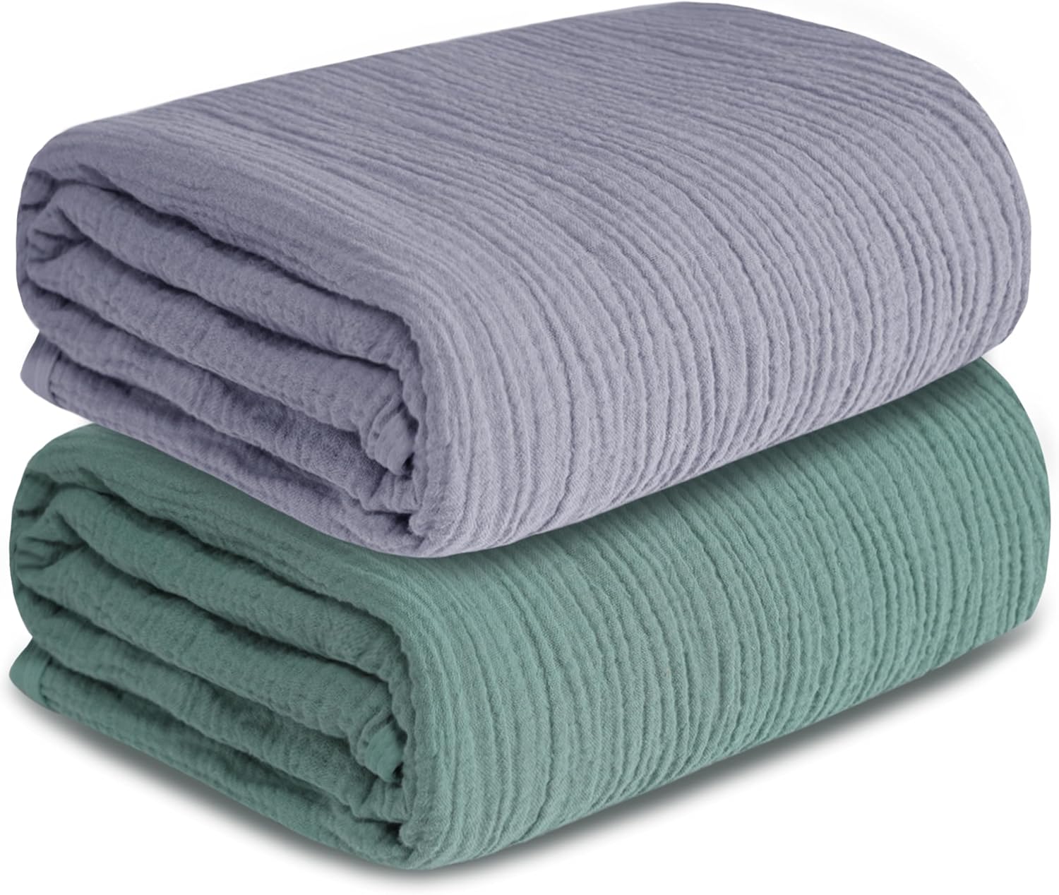 Skiennix Muslin Swaddle Blankets - Soft & Breathable 41 x 41 Inches, 2 Pack for Newborns | Gray & Green